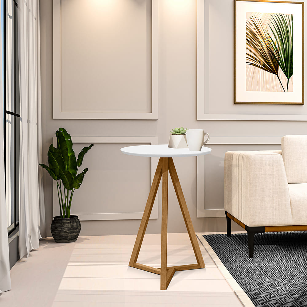 Mesa Lateral Sala De Estar Classic Branco Nature Tebar