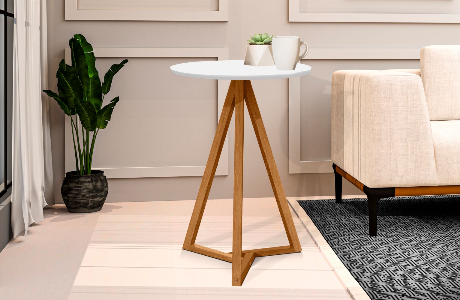 Mesa Lateral Vallentines Branco Nature