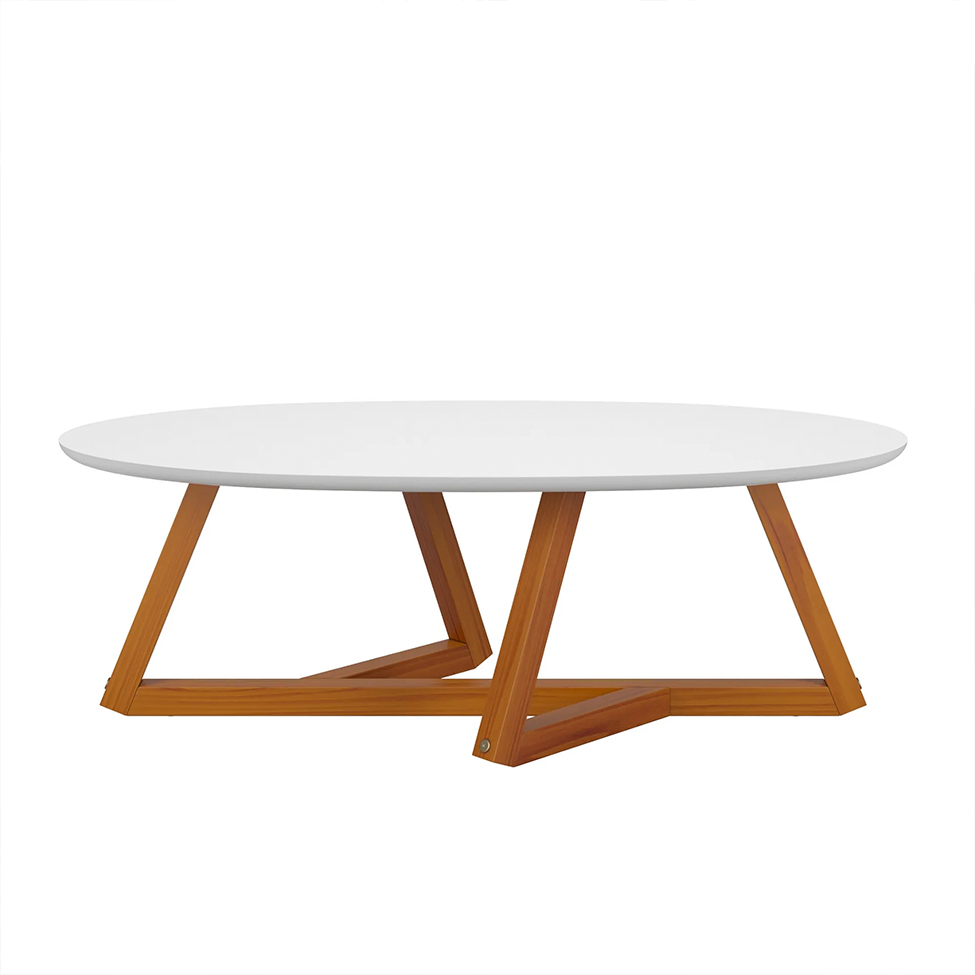 Mesa de Centro Classic Branca e Madeira