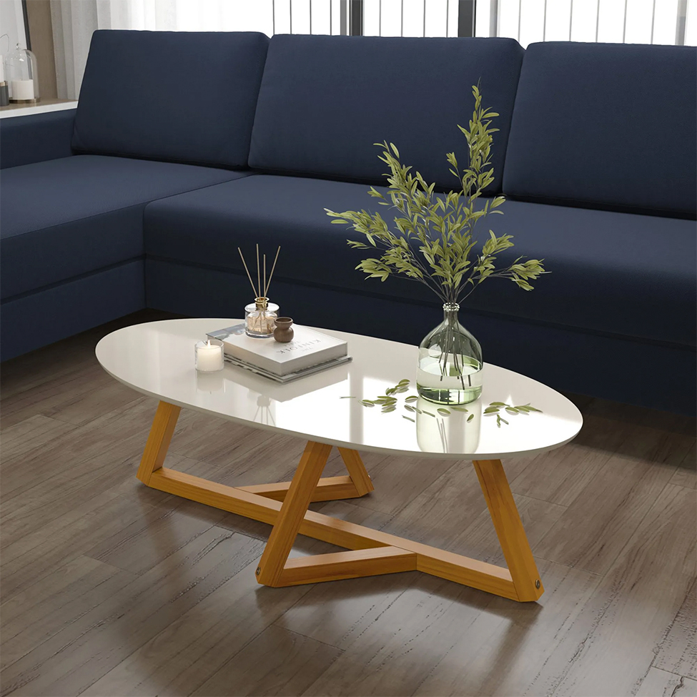 Mesa de Centro Classic Off White e Madeira