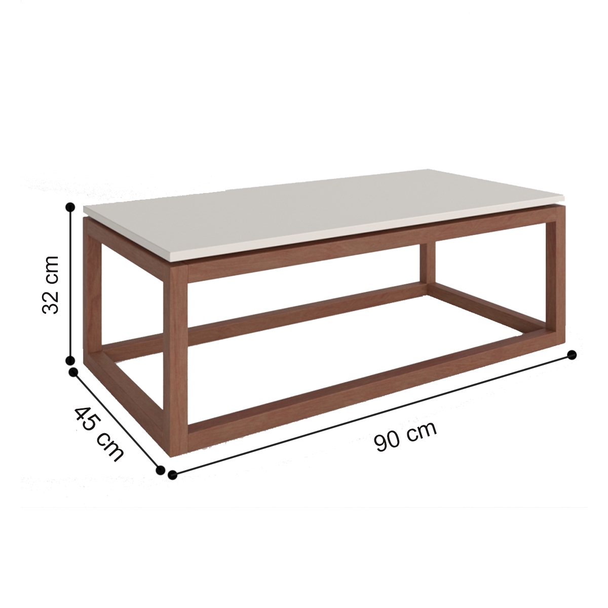 Mesa de Centro Coraline Off White Amêndoa