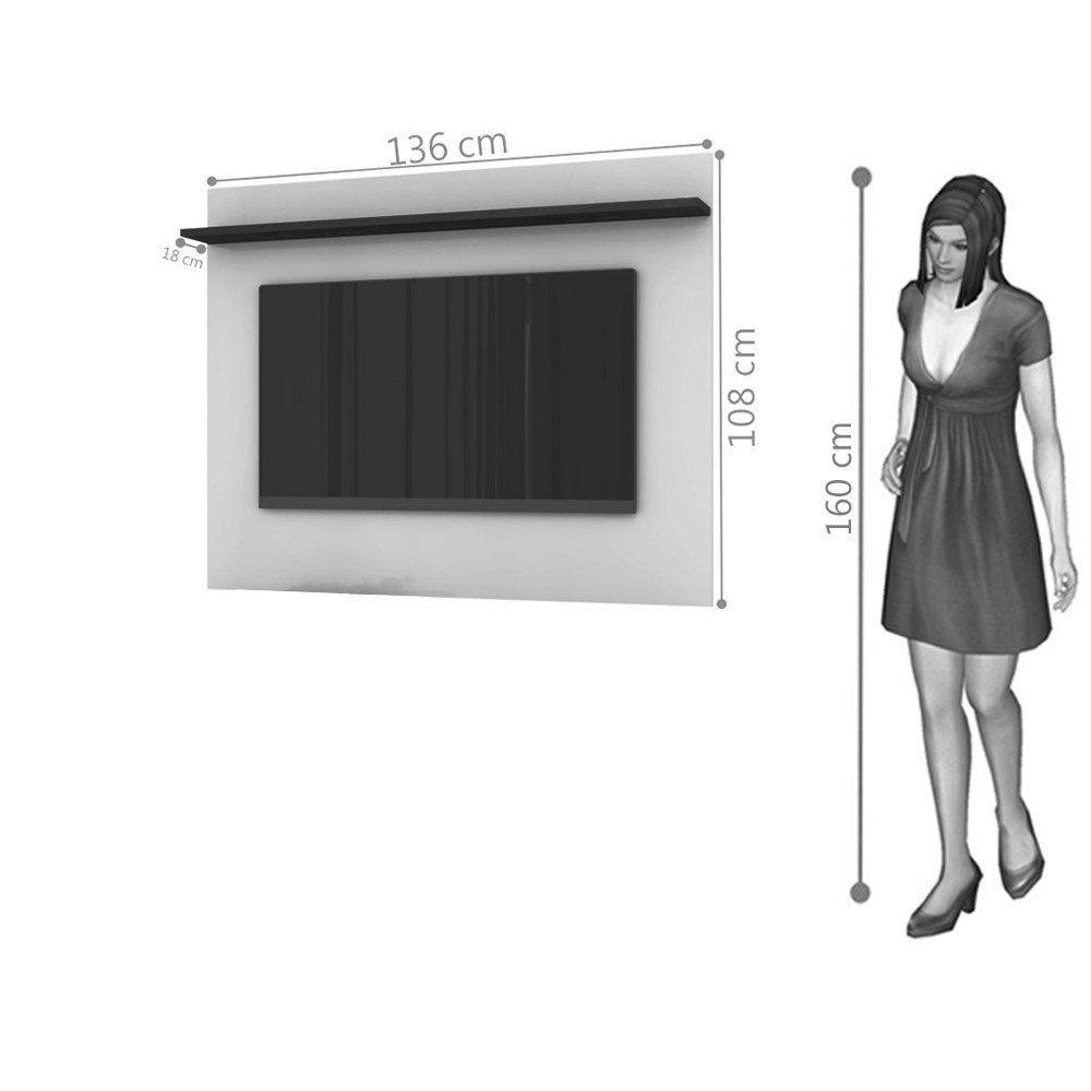 Painel C/ Prateleira Para Tvs Até 55" Vênus Branco/Madeira- Tebarrot