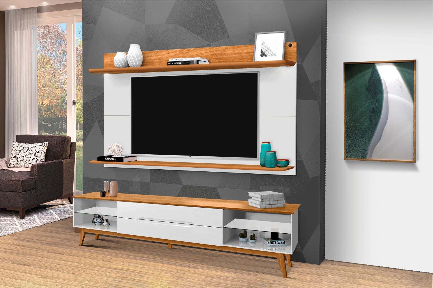 Painel para TV Vallalloid com LED Branco Nature