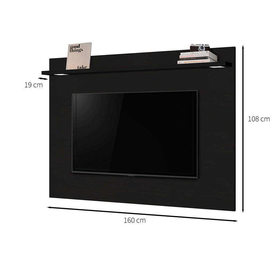Painel para TV até 60 Polegadas Luna Preto 160 cm