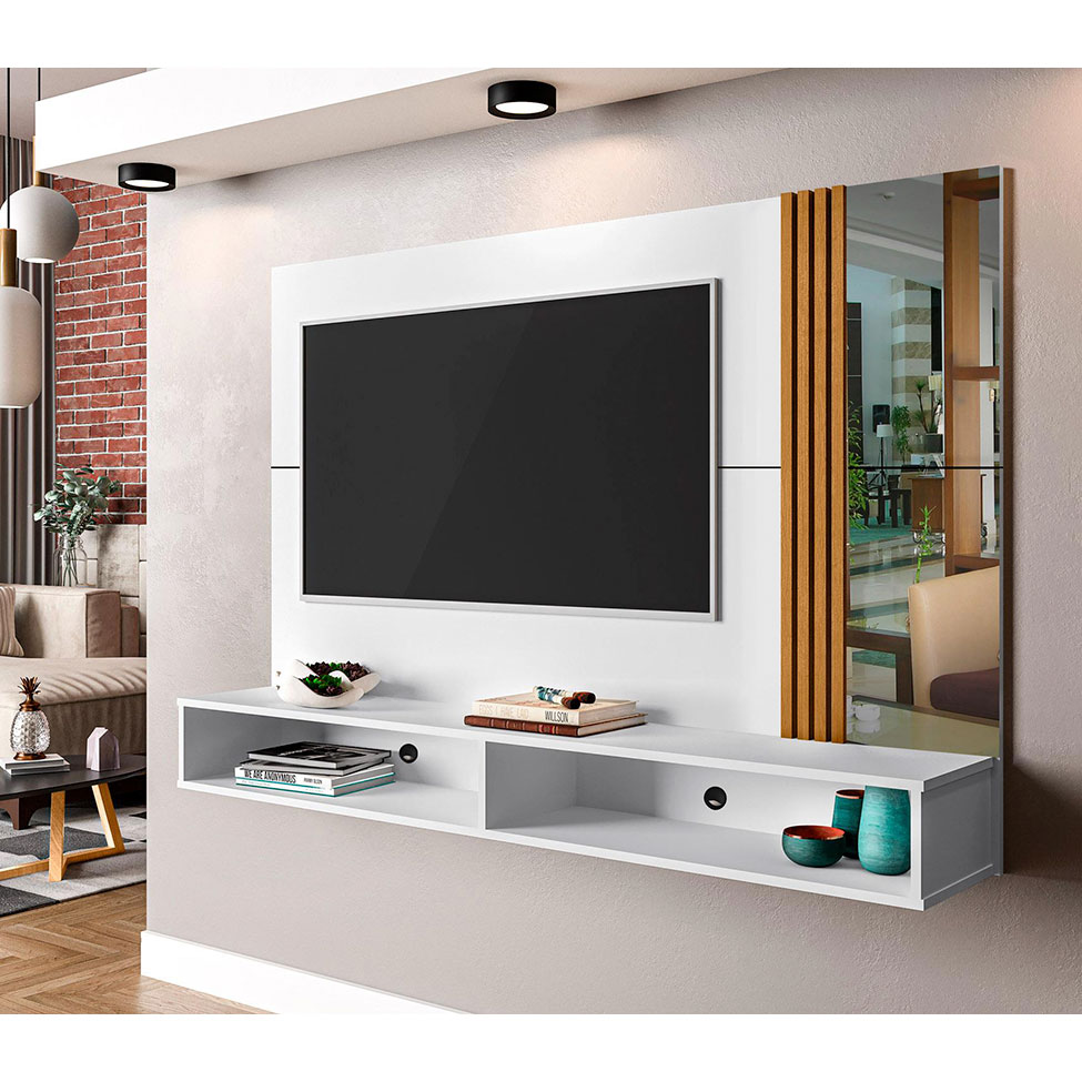 Painel para TV até 60 Polegadas Titan Branco e Amêndoa 160 cm