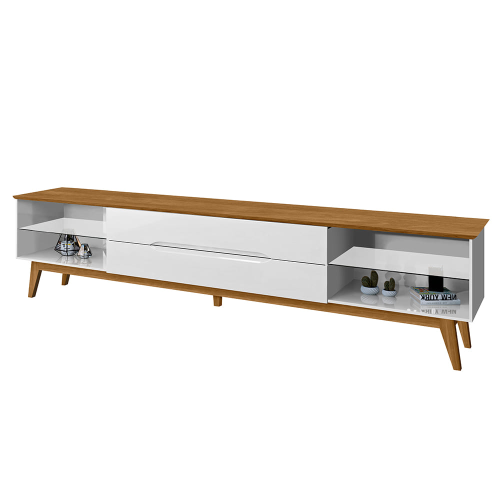Rack Bancada Para TV 65 Pol Limit 181 cm Branco Nature Tebar