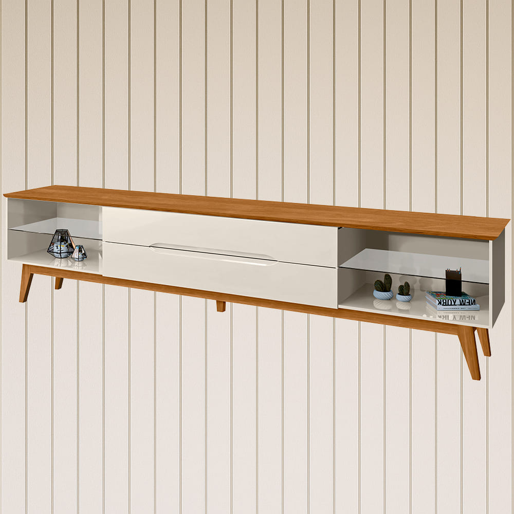 Rack Bancada Para TV 75 Pol Limit 219 cm Off White Nature Tebar