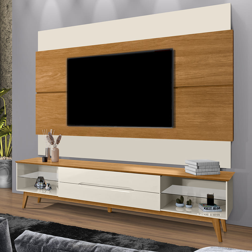 Rack Bancada Para TV 75 Pol Limit 219 cm Off White Nature Tebar