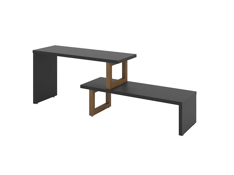 Rack Extensível Para Tv Netuno Preto / Amêndoa - Tebarrot