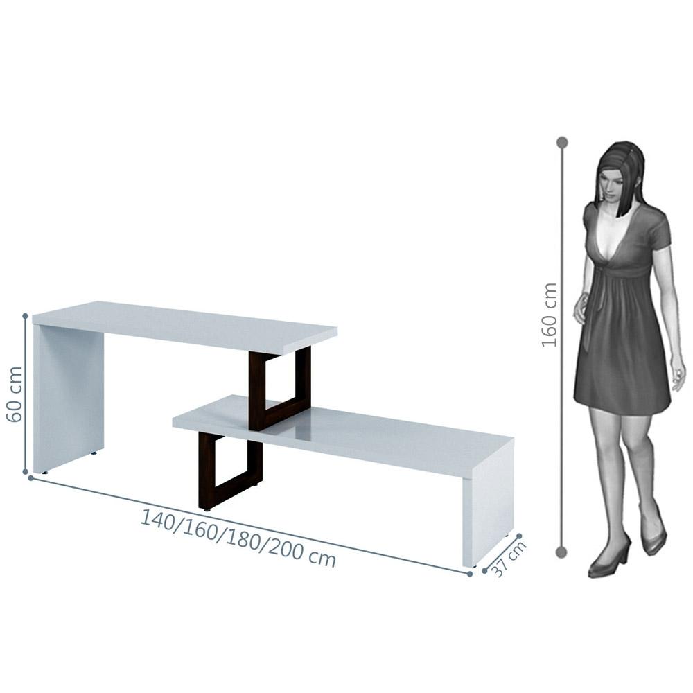 Rack Extensível Para Tv Netuno Preto/Amêndoa - Tebarrot