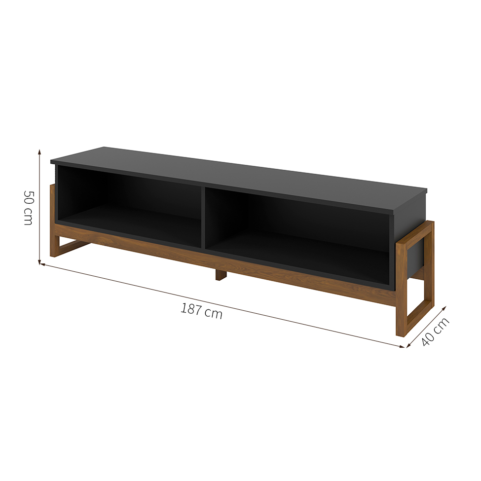 Rack Mercúrio Preto e Amêndoa 187 cm