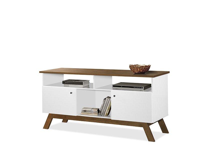 Rack Para Tv  Amsterdã Com Painel Vênus Madeira / Branco - Tebarrot