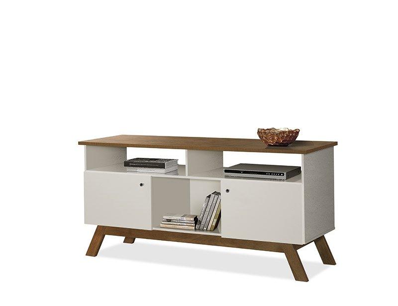 Rack Para Tv Amsterdã Com Painel Vênus Madeira / Off White - Tebarrot
