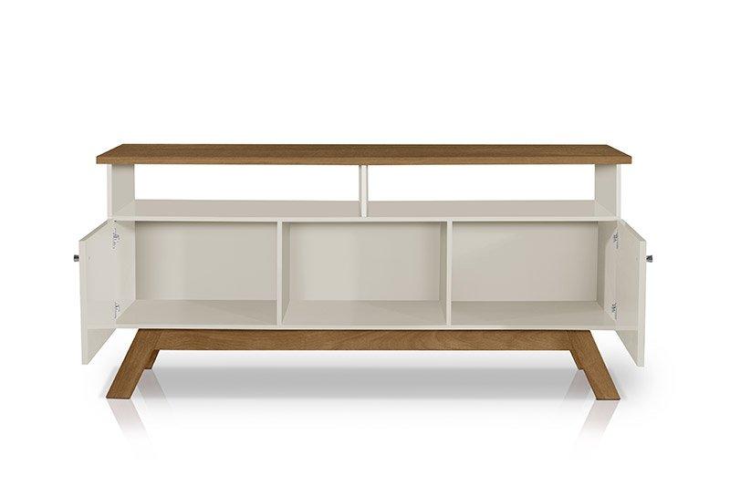 Rack Para Tv Amsterdã Com Painel Vênus Madeira / Off White - Tebarrot