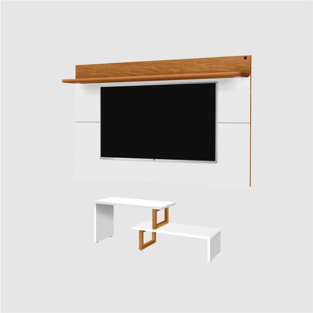 Rack e Painel para TV e Led Leicester Branco Nature