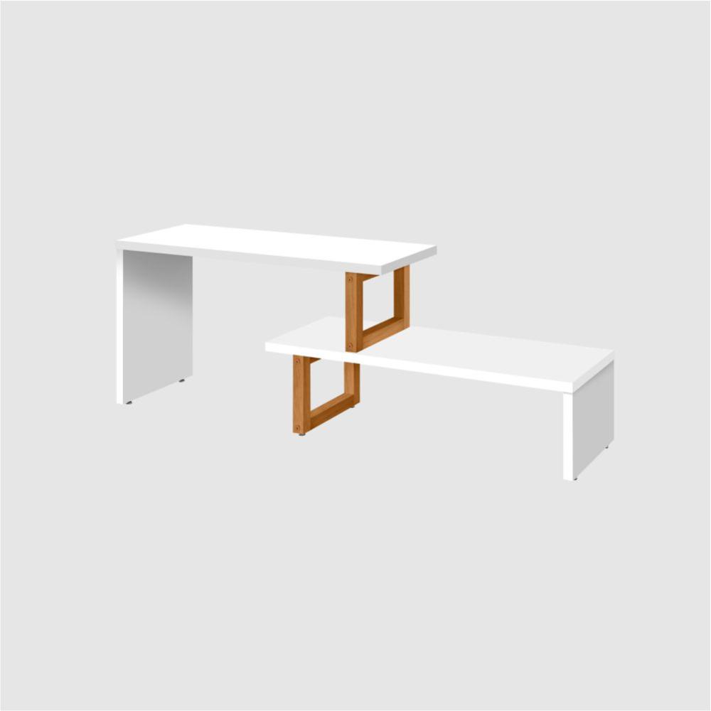 Rack e Painel para TV e Led Leicester Branco Nature