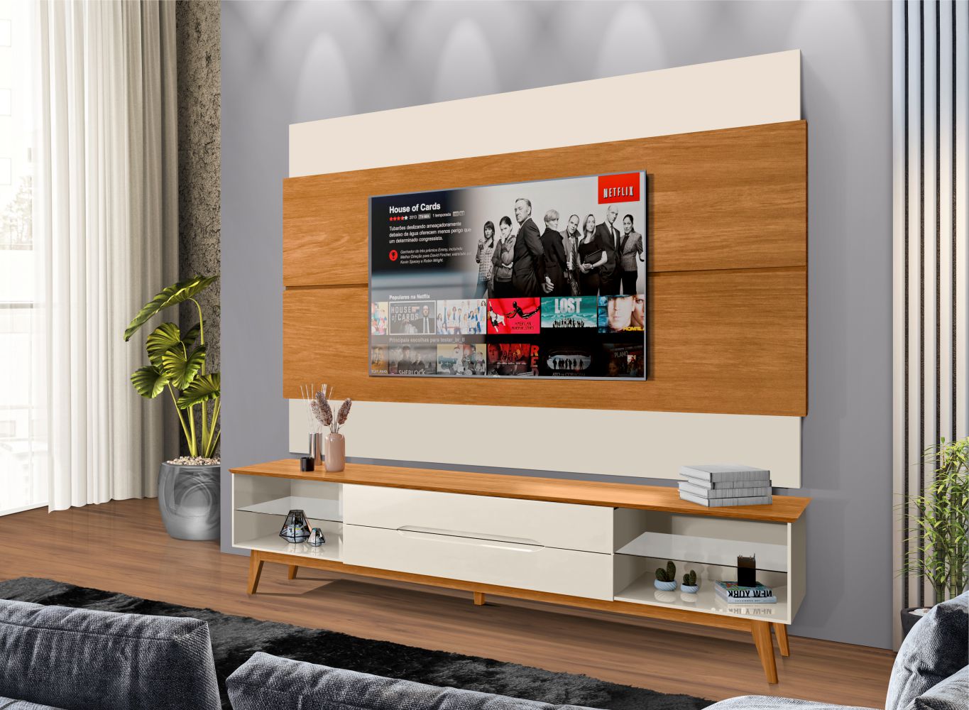 Rack para TV 1.80 Real Off White Nature