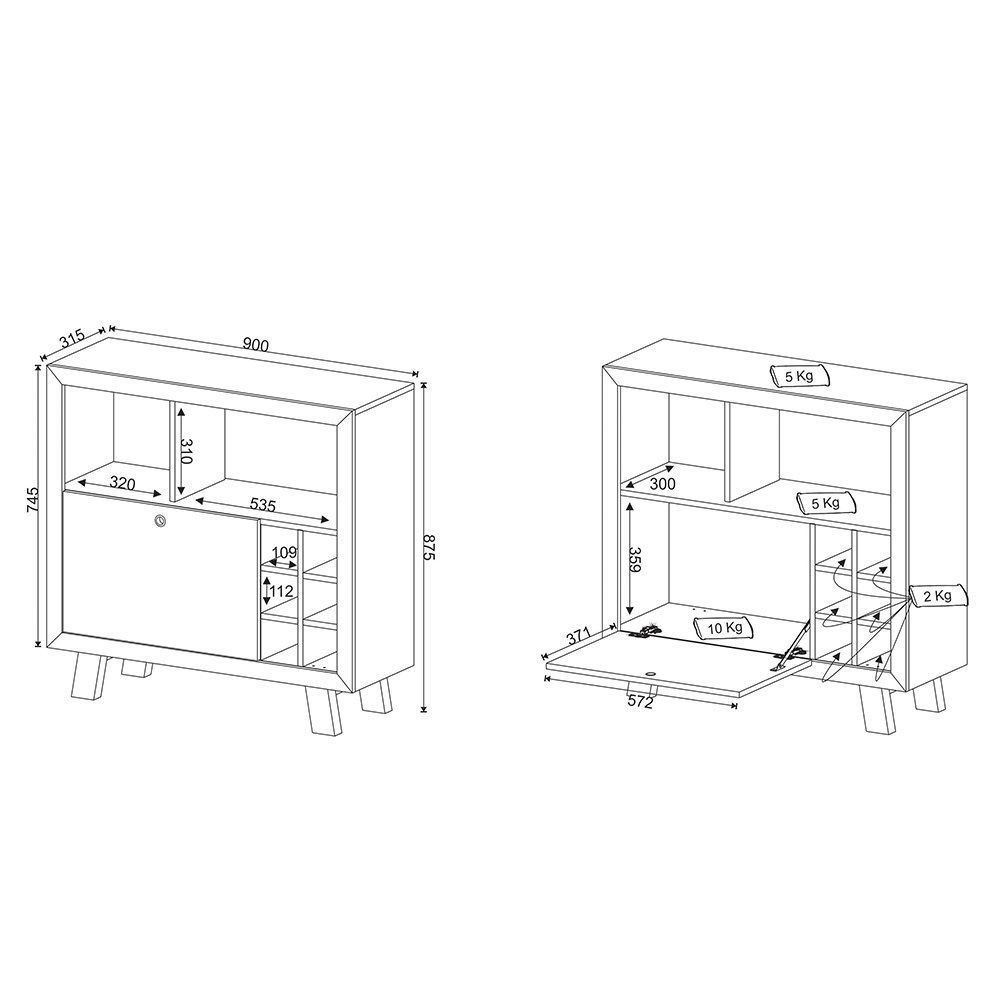 Adega Bar Grande para Sala de Estar Decorativa AD5002 MDP Branco - Gran Belo