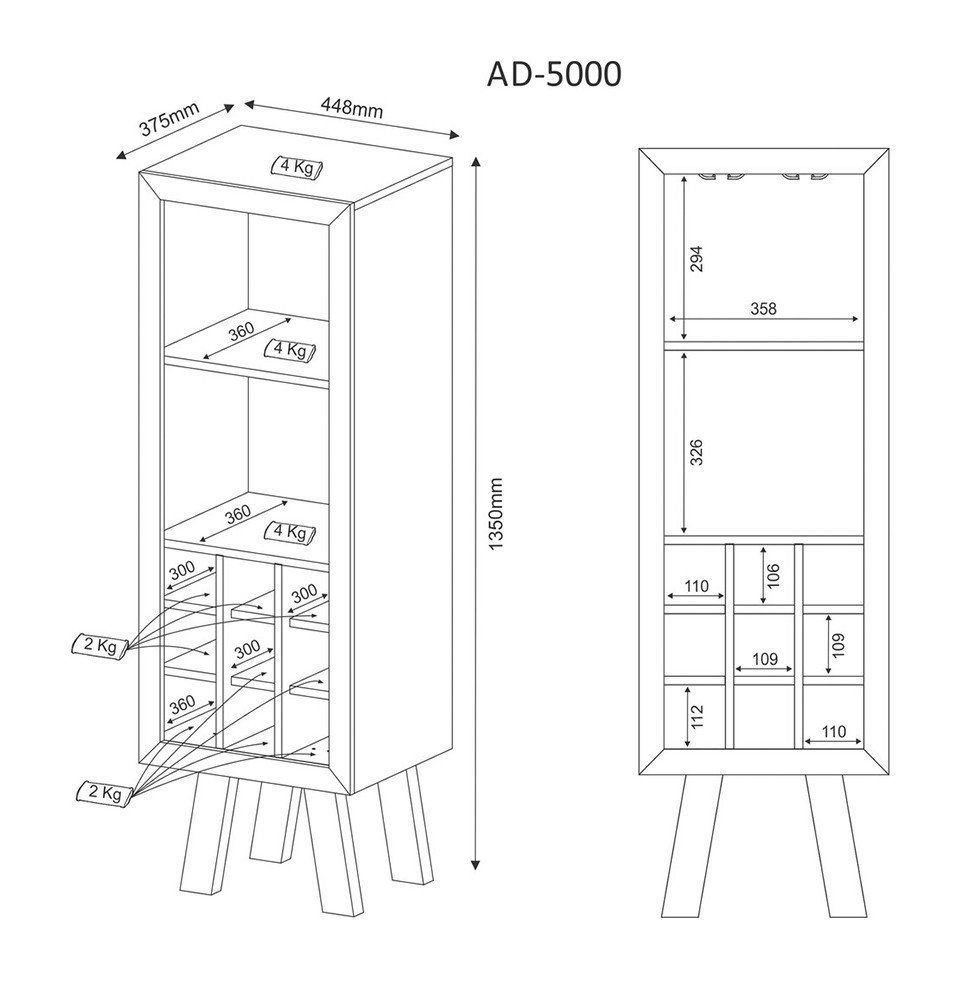 Adega Bar para Sala de Estar Decorativa AD5000 MDP Branco - Gran Belo
