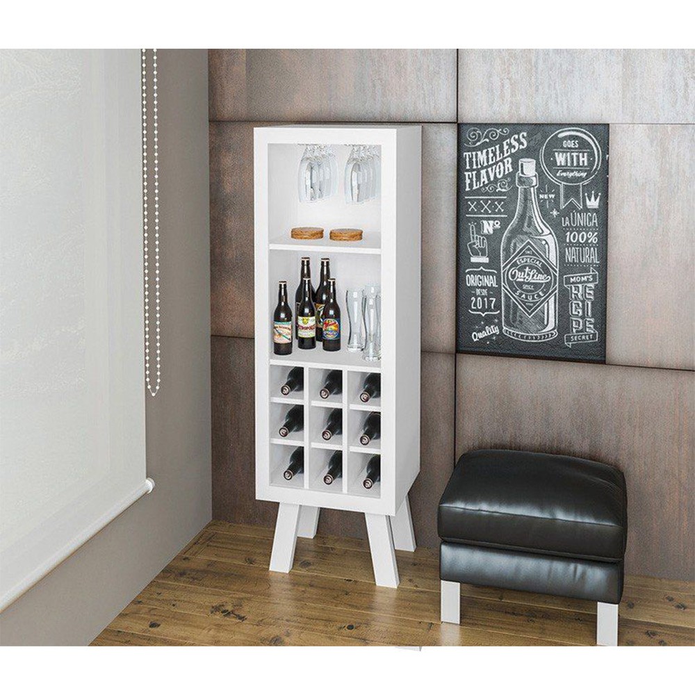 Adega Bar para Sala de Estar Decorativa AD5000 MDP Branco - Gran Belo
