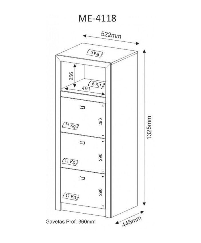 Armário Arquivo para Escritório Home Office ME4118 MDP Amendoa G69 - Gran Belo