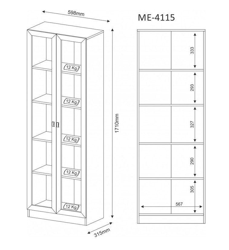 Armário Estante Alto Porta de Vidro ME4115 MDP Amendoa G69