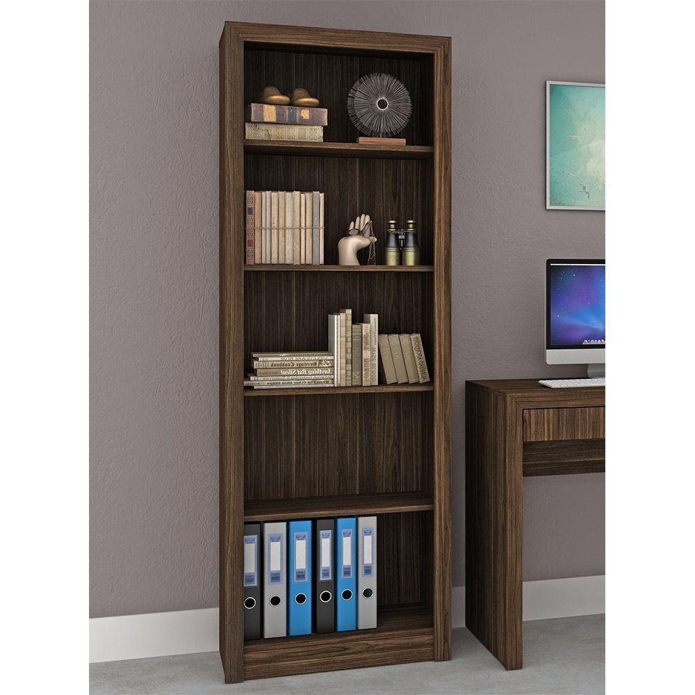 Armário Estante Alto para Escritório Home Office ME4104 MDP Nogal  - Gran Belo