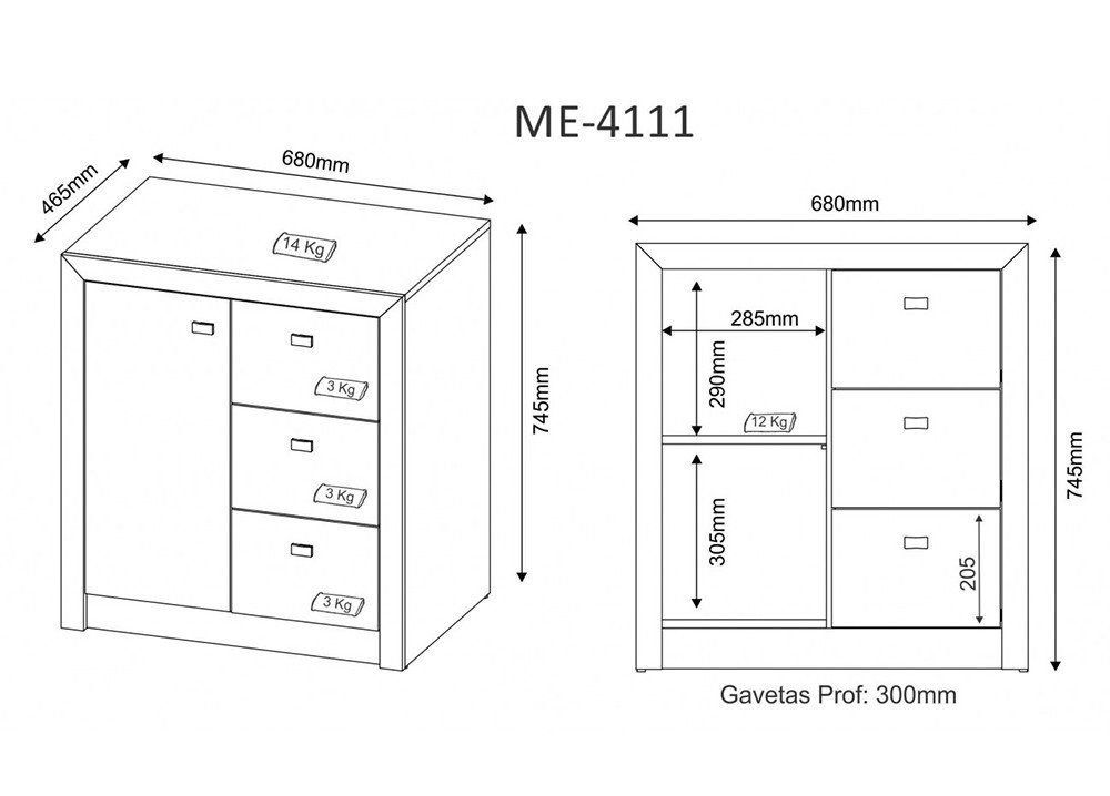 Balcão para Escritório Home Office ME4111 MDP Amendoa G69 - Gran Belo