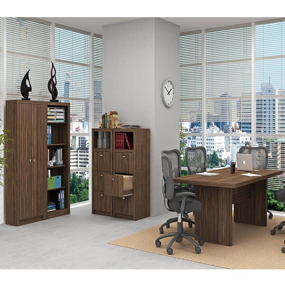 Conjunto Completo para Escritório 05 Peças Nogal G69 - Tecno Mobili