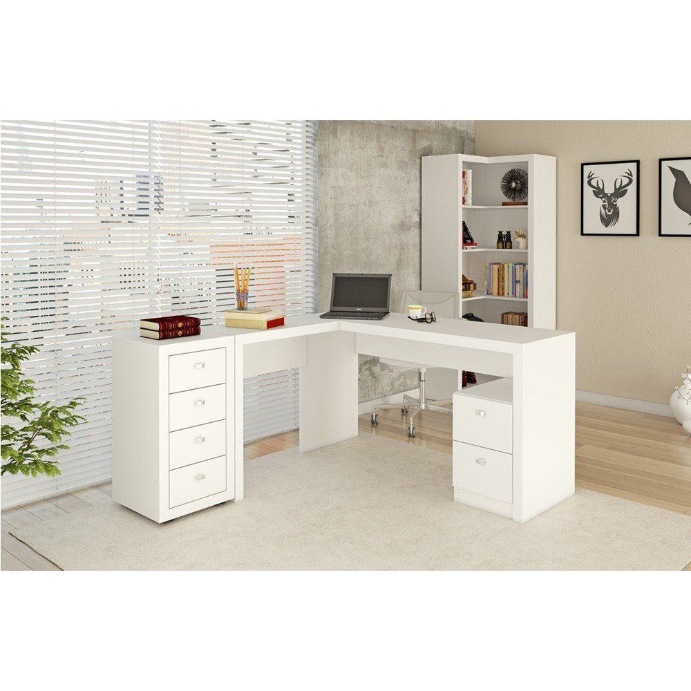 Conjunto para Escritório 03 Peças Branco - Tecno Mobili