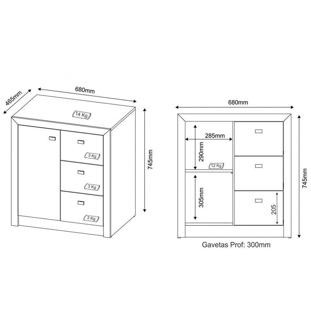 Conjunto para Home Office 02 Peças Nogal - Tecno Mobili