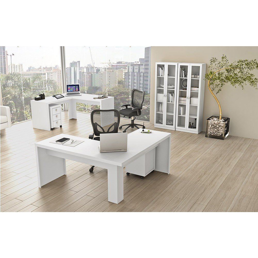 Conjunto para Home Office 06 Peças Branco - Tecno Mobili