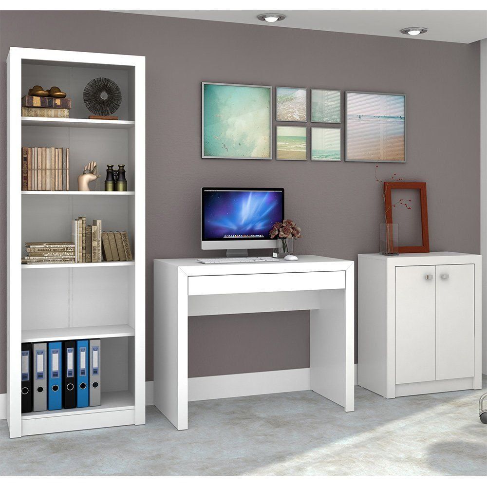 Conjunto para Home Office Ideal 03 Peças Branco - Tecno Mobili