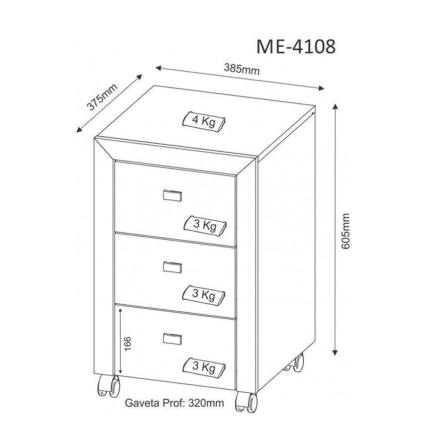 Gaveteiro para Escritório Home Office ME4108 MDP Amendoa G69 - Gran Belo