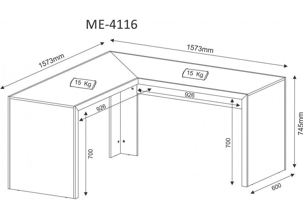 Mesa Angular para Escritório Home Office ME4116 MDP Amendoa G69 - Gran Belo