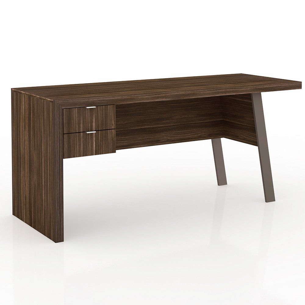 Mesa com 2 Gavetas para Escritório Home Office ME4122 MDP Nogal/Fendi - Gran Belo