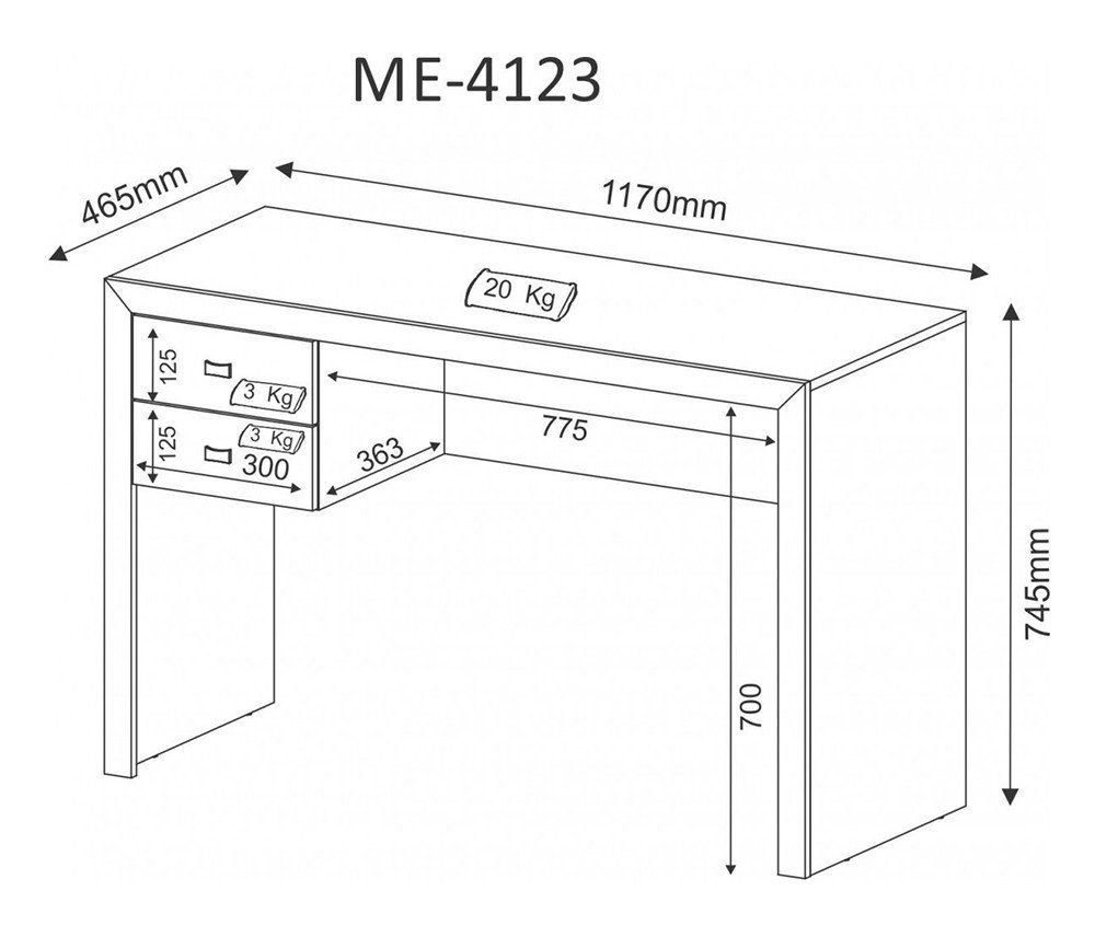 Mesa com 2 Gavetas para Escritório Home Office ME4123 MDP Carvalho - Gran Belo