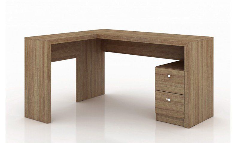 Mesa com 2 Gavetas para Escritório Home Office ME4129 MDP Amendoa G69 - Gran Belo