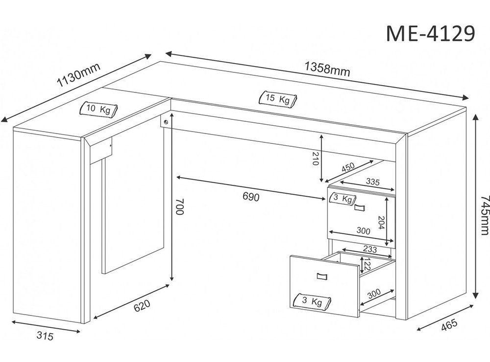 Mesa com 2 Gavetas para Escritório Home Office ME4129 MDP Amendoa G69 - Gran Belo