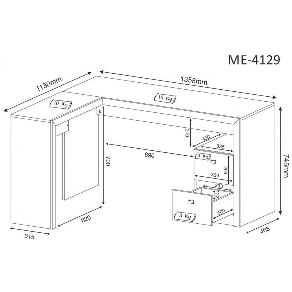 Mesa com 2 Gavetas para Escritório Home Office ME4129 MDP Carvalho - Gran Belo