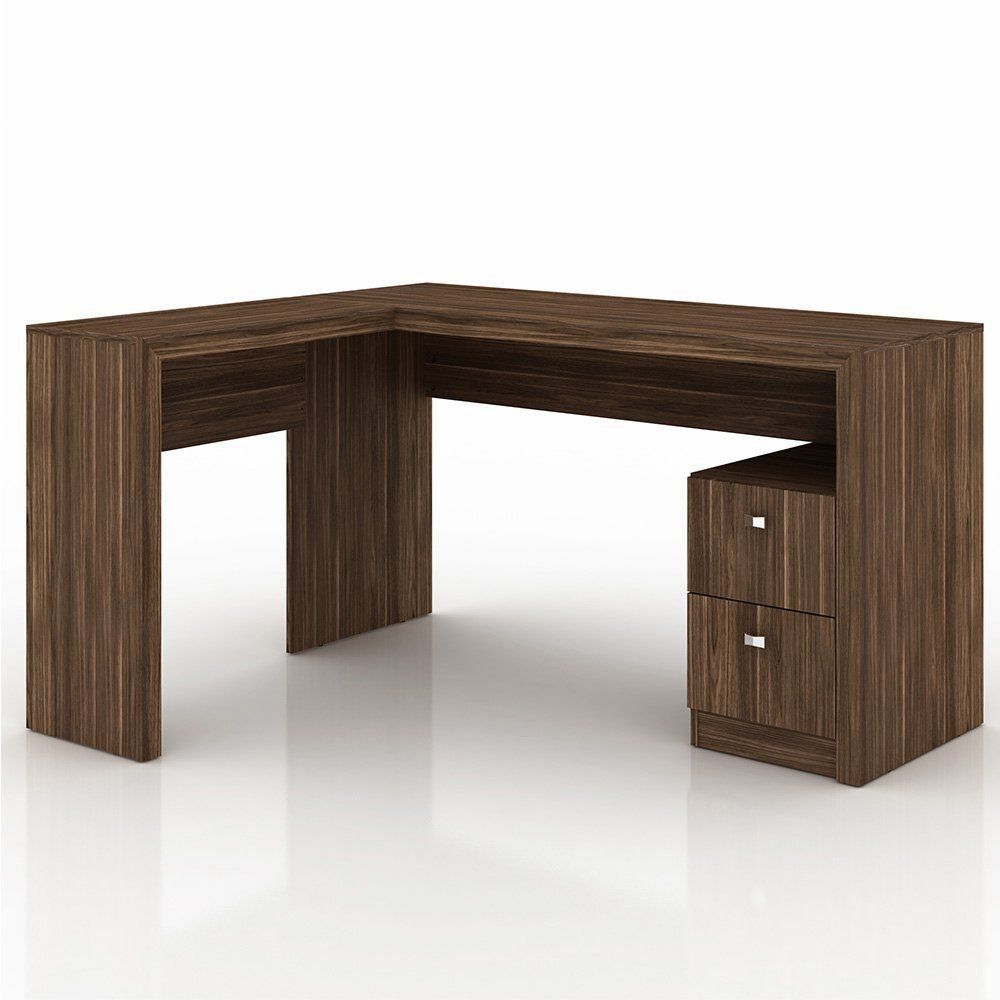 Mesa com 2 Gavetas para Escritório Home Office ME4129 MDP Nogal - Gran Belo