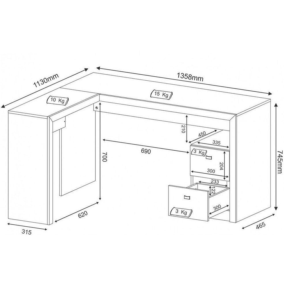 Mesa com 2 Gavetas para Escritório Home Office ME4129 MDP Nogal - Gran Belo