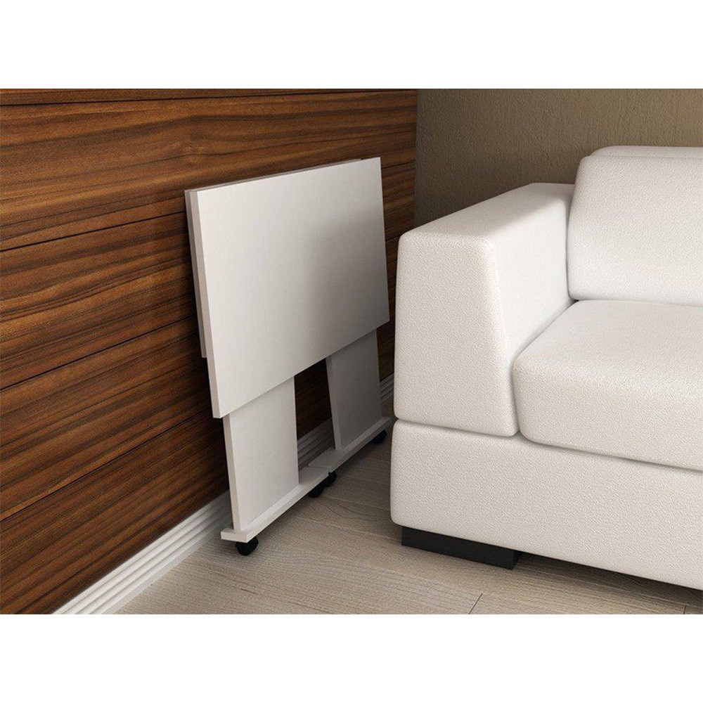 Mesa com rodizio para Escritório Home Office ME4117 MDP Branco - Gran Belo