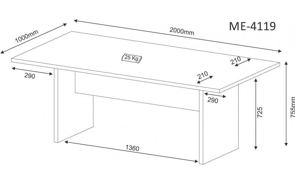 Mesa de Reunião para Escritório Home Office ME4119 MDP Amendoa G69 - Gran Belo