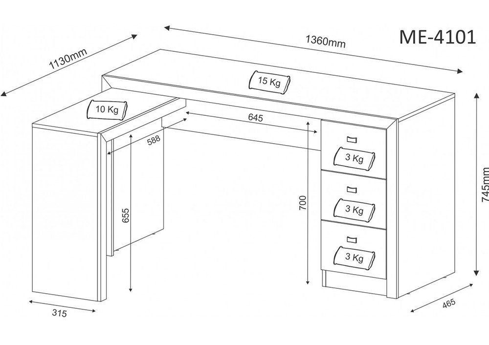 Mesa para Escritório Home Office ME4101 MDP Amendoa G69 - Gran Belo