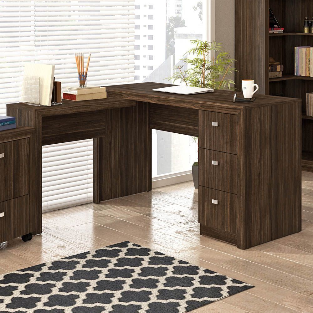 Mesa para Escritório Home Office ME4101 MDP Nogal - Gran Belo