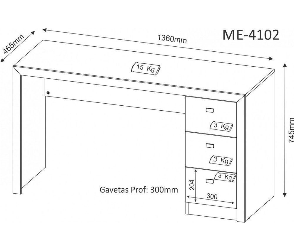 Mesa para Escritório Home Office ME4102 MDP Amendoa G69 - Gran Belo