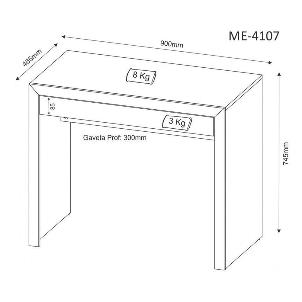 Mesa para Escritório Home Office ME4107 MDP Branco - Gran Belo