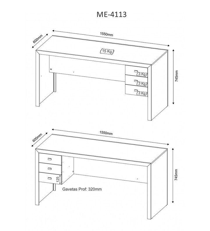 Mesa para Escritório Home Office ME4113 MDP Amendoa G69 - Gran Belo