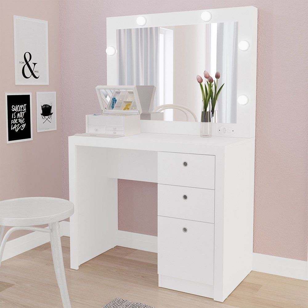 Penteadeira para Quarto Decorativa PE2010 MPD Branco - Gran Belo